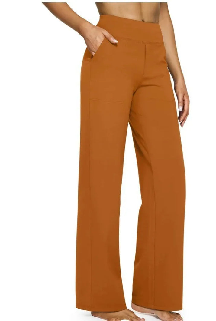 2025 Spring Casual Loose Straight Leg Pants Women'S High Waist Pocket Comfortable Fit Business Long Trousers Fashionable Pants