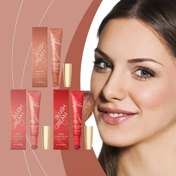 Makeup Cheek Blush Stick Cream Liquid Blush with Cushion Applicator for Cheeks Blusher Lightweight Makeup