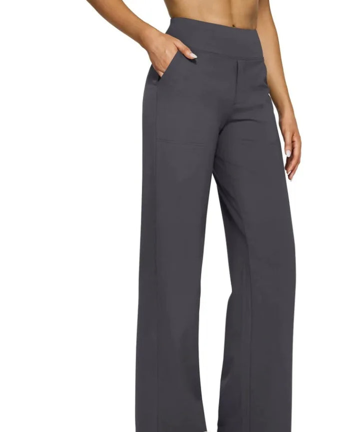 2025 Spring Casual Loose Straight Leg Pants Women'S High Waist Pocket Comfortable Fit Business Long Trousers Fashionable Pants