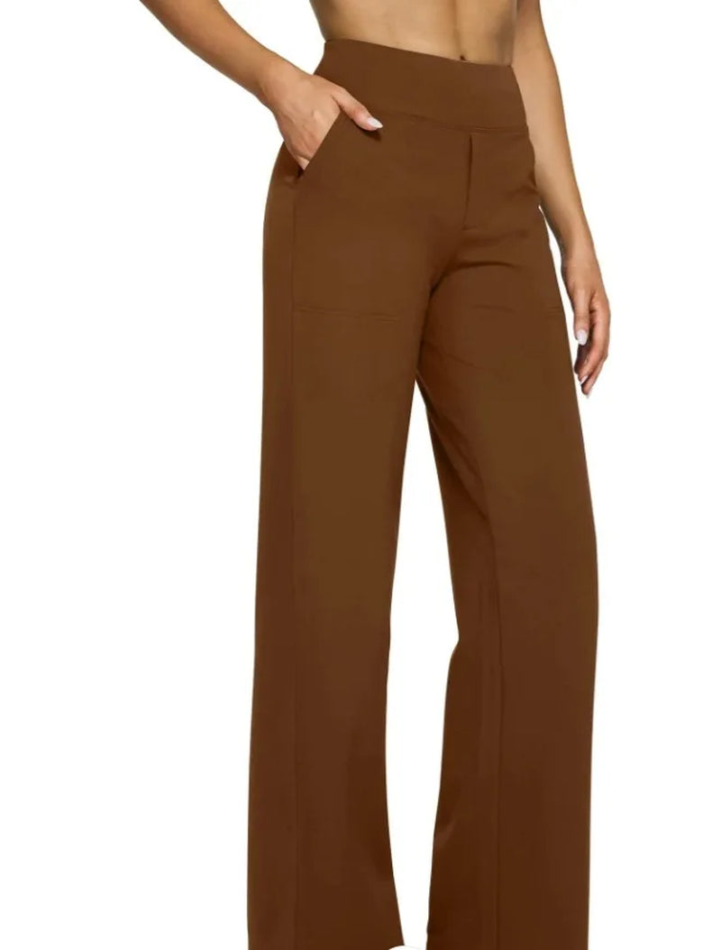 2025 Spring Casual Loose Straight Leg Pants Women'S High Waist Pocket Comfortable Fit Business Long Trousers Fashionable Pants